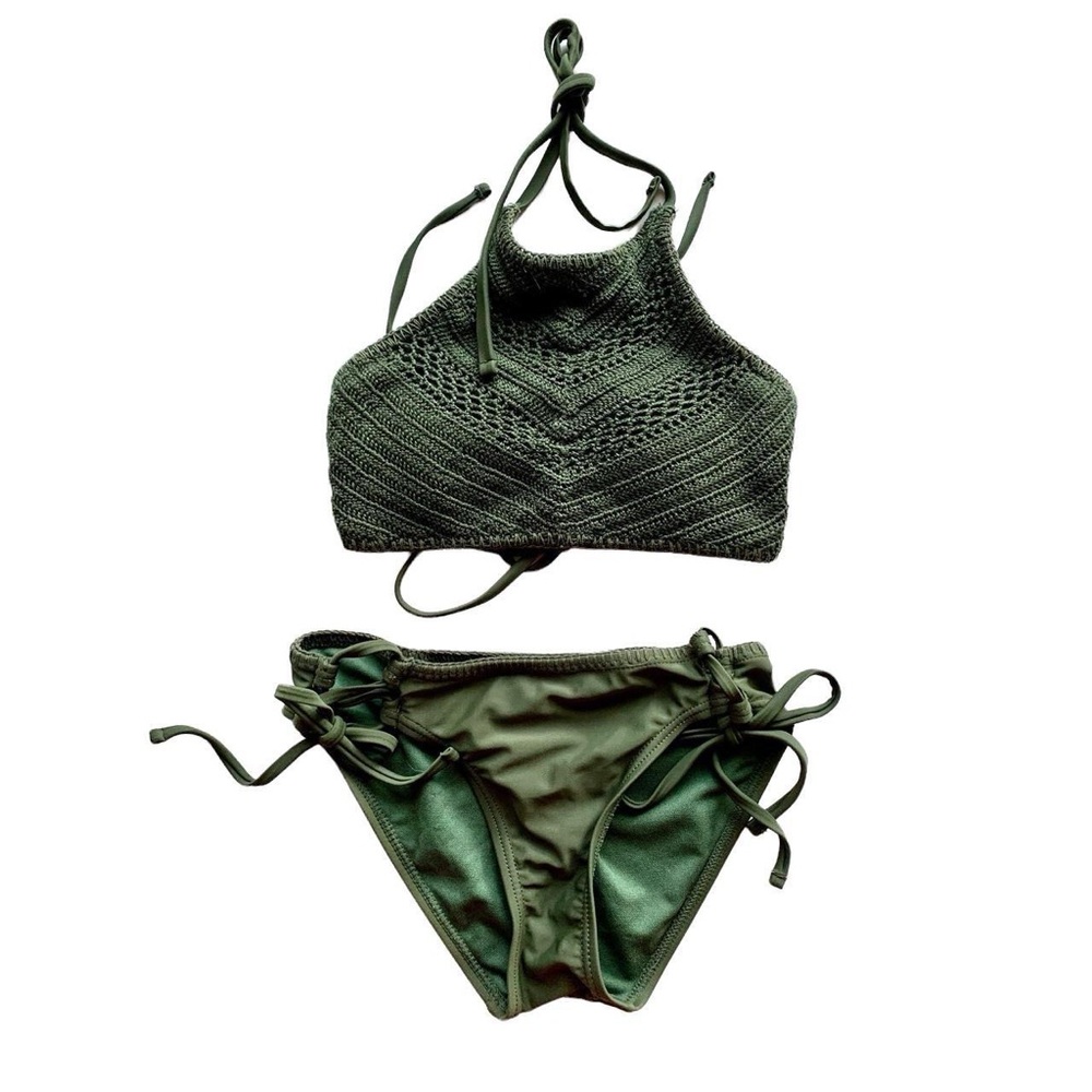 Green Halter Bikini Set